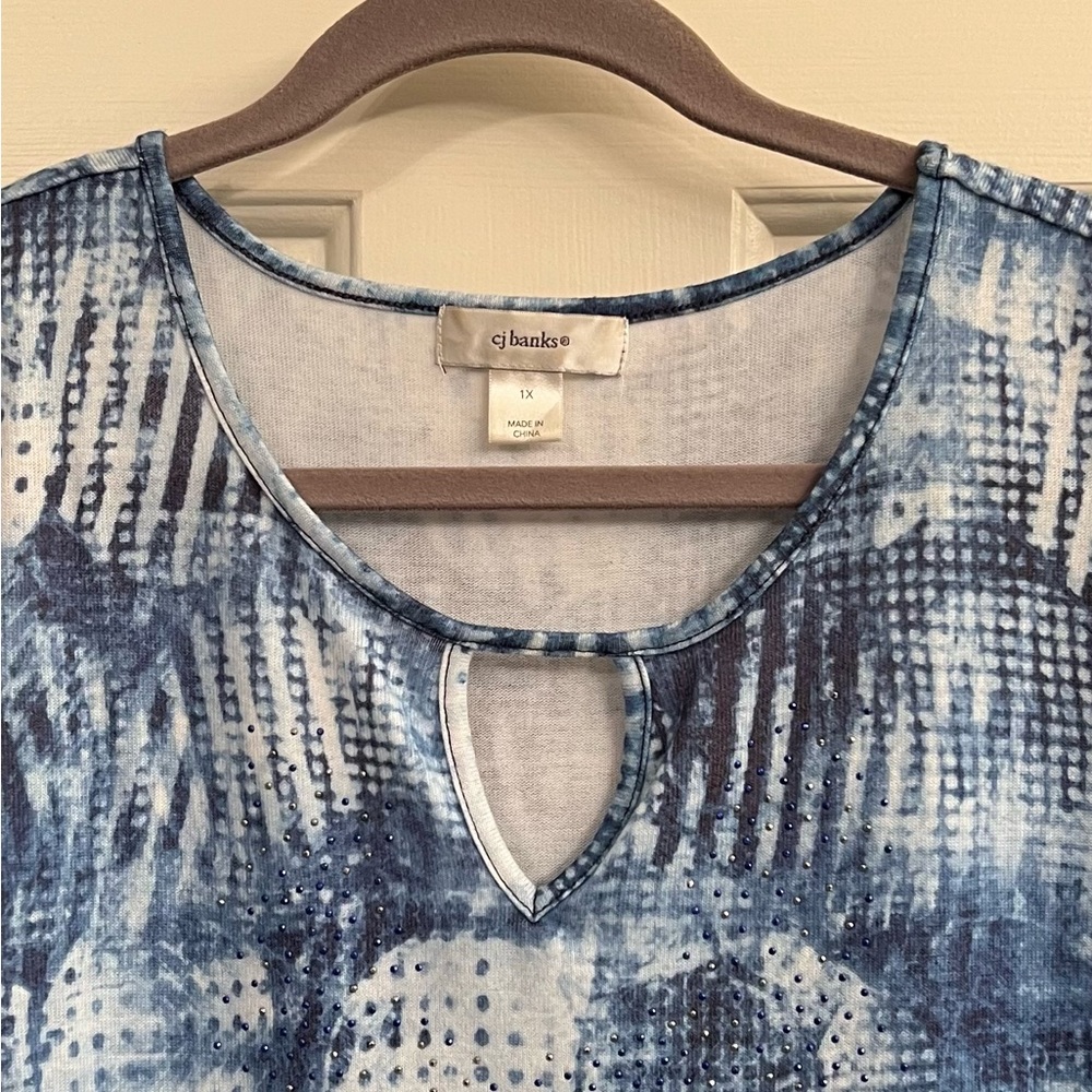 Woman’s CJBanks 1X Long Sleeve Blouse Blue